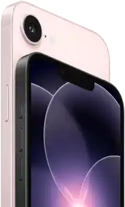 iPhone 17e, horizontale Seiten- und Rückansicht, Hellrosa, iPhone 17e, horizontale Seiten- und Vorderansicht, Schwarz